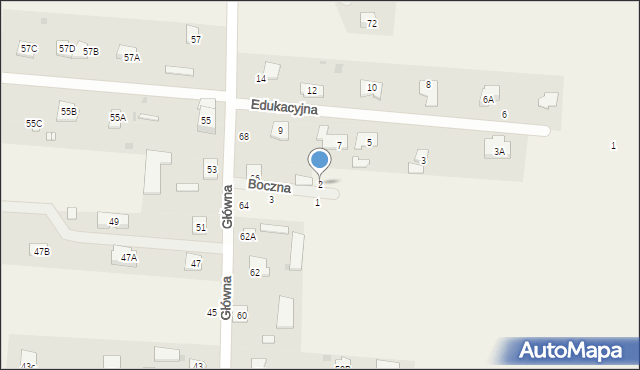 Kozery, Boczna, 2, mapa Kozery