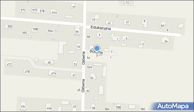 Kozery, Boczna, 3, mapa Kozery