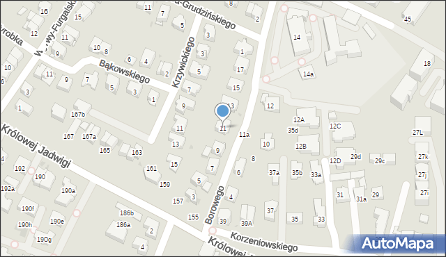 Kraków, Borowego Piotra, 11, mapa Krakowa