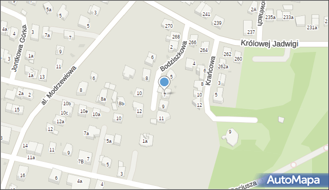 Kraków, Bodziszkowa, 7, mapa Krakowa