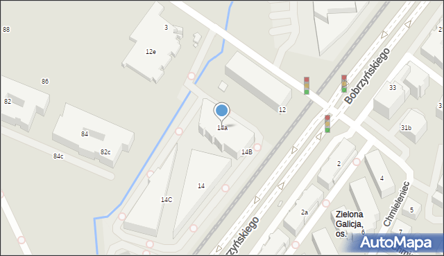 Kraków, Bobrzyńskiego Michała, prof., 14a, mapa Krakowa