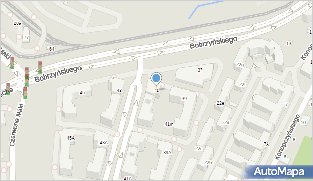 Kraków, Bobrzyńskiego Michała, prof., 41, mapa Krakowa