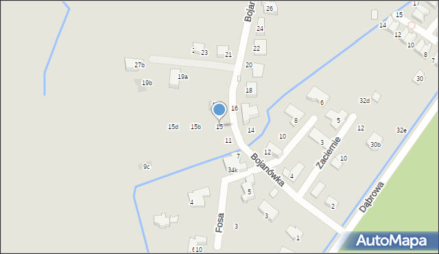 Kraków, Bojanówka, 15, mapa Krakowa