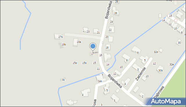 Kraków, Bojanówka, 17, mapa Krakowa