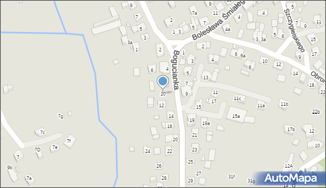 Kraków, Bogucianka, 10, mapa Krakowa