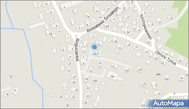 Kraków, Bogucianka, 13, mapa Krakowa