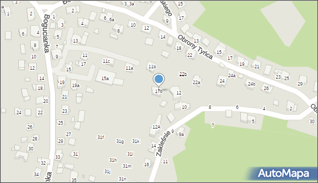 Kraków, Bogucianka, 17b, mapa Krakowa