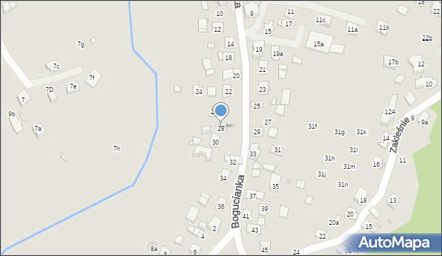 Kraków, Bogucianka, 28, mapa Krakowa