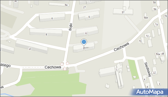 Kraków, Bojki Jakuba, 13, mapa Krakowa