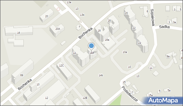 Kraków, Bochenka Adama, 14A, mapa Krakowa