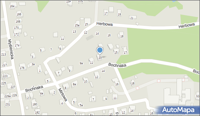 Kraków, Bochnaka Adama, prof., 13, mapa Krakowa