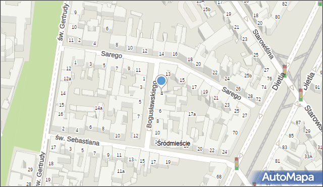 Kraków, Bogusławskiego Wojciecha, 4, mapa Krakowa