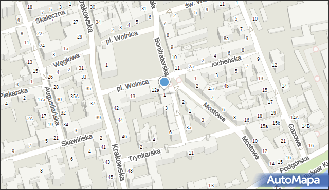 Kraków, Bonifraterska, 1, mapa Krakowa