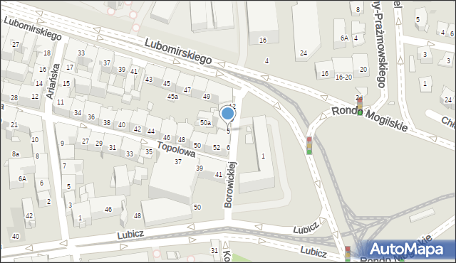 Kraków, Borowickiej Iwony, 5, mapa Krakowa