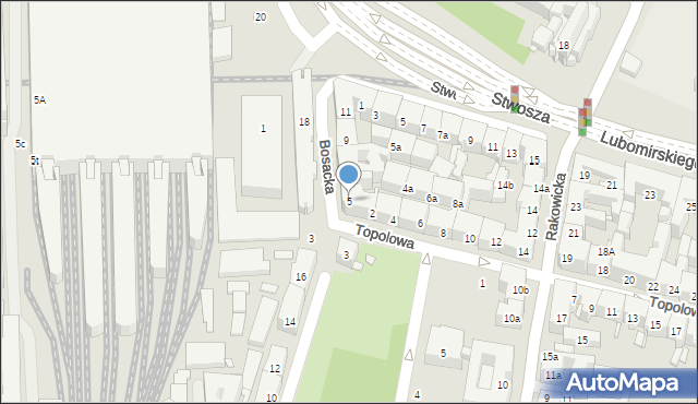 Kraków, Bosacka, 5, mapa Krakowa