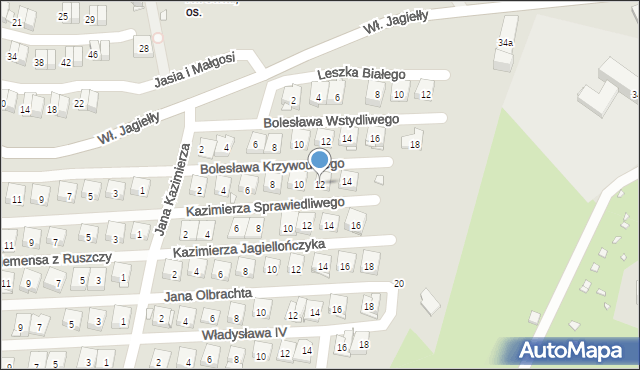 Kraków, Bolesława Krzywoustego, 12, mapa Krakowa