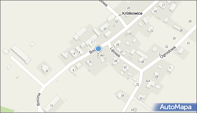 Królikowice, Boczna, 3, mapa Królikowice