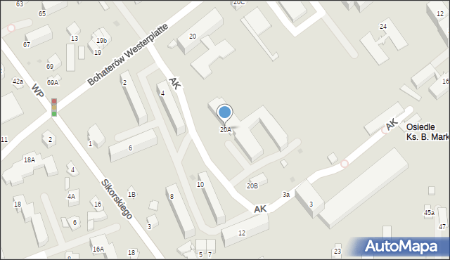 Krosno, Bohaterów Westerplatte, 20A, mapa Krosna