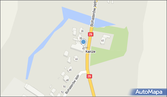 Krosno Odrzańskie, Bohaterów Wojska Polskiego, 42, mapa Krosno Odrzańskie