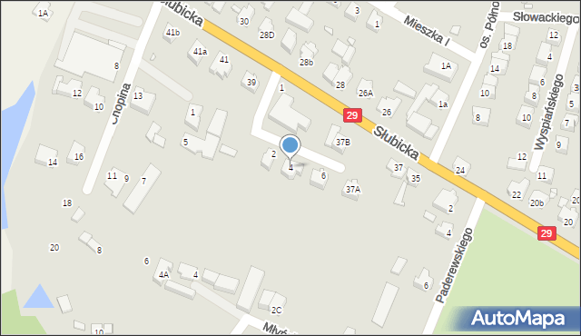 Krosno Odrzańskie, Bojarskiego Józefa, 4, mapa Krosno Odrzańskie