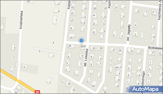 Krosno Odrzańskie, Bolesława Krzywoustego, 33, mapa Krosno Odrzańskie