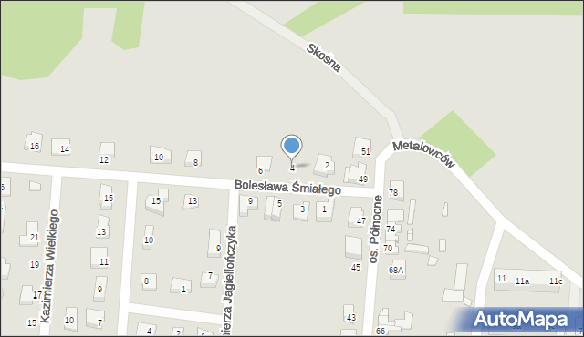 Krosno Odrzańskie, Bolesława Śmiałego, 4, mapa Krosno Odrzańskie