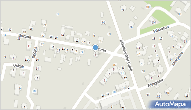 Kutno, Boczna, 1, mapa Kutno