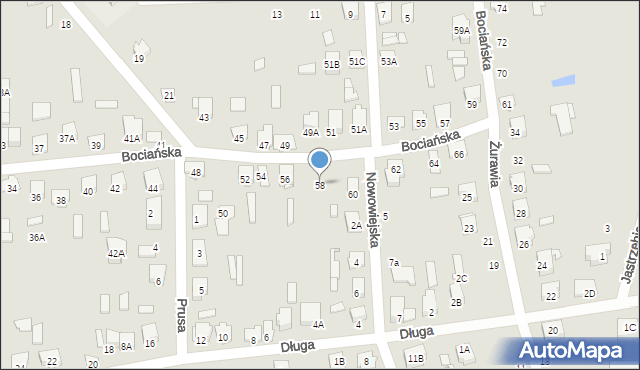 Łapy, Bociańska, 58, mapa Łapy
