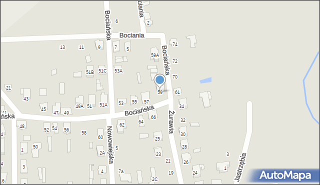 Łapy, Bociańska, 59, mapa Łapy