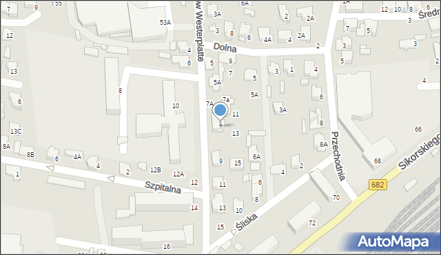 Łapy, Bohaterów Westerplatte, 7, mapa Łapy