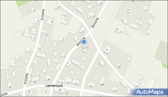 Lemierzyce, Boczna, 4, mapa Lemierzyce