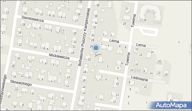 Leszno, Bohaterów Puszczy Kampinoskiej, 24, mapa Leszno