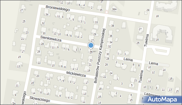 Leszno, Bohaterów Puszczy Kampinoskiej, 25, mapa Leszno