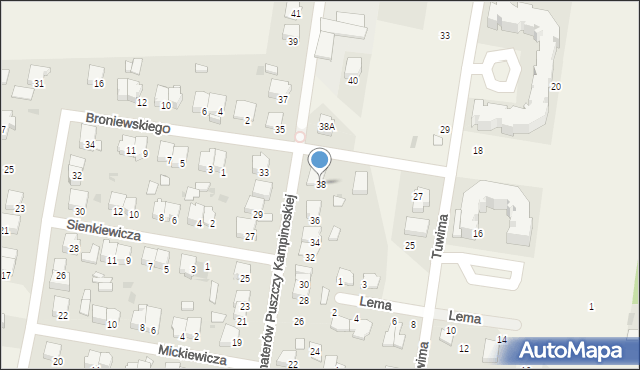 Leszno, Bohaterów Puszczy Kampinoskiej, 38, mapa Leszno
