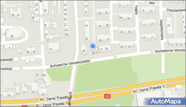 Leszno, Bohaterów Westerplatte, 1d, mapa Leszno