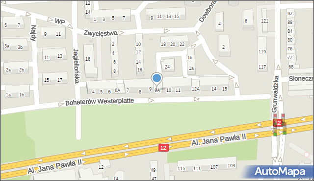 Leszno, Bohaterów Westerplatte, 9A, mapa Leszno