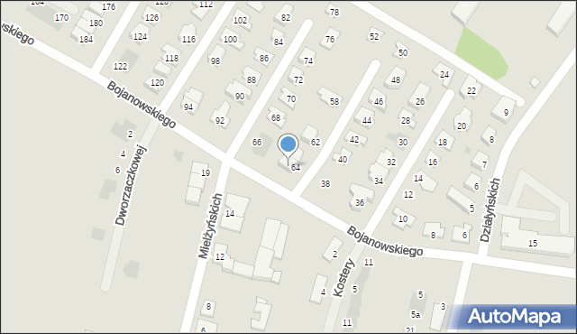 Leszno, Bojanowskiego Edmunda, 64A, mapa Leszno
