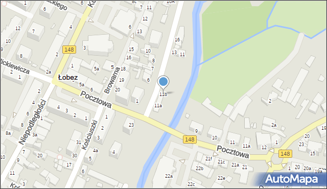 Łobez, Boczna, 11b, mapa Łobez