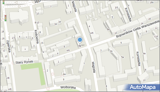 Łódź, Bojowników Getta Warszawskiego, 6a, mapa Łodzi