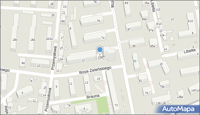 Łódź, Boya-Żeleńskiego Tadeusza, 12a, mapa Łodzi