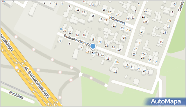 Łódź, Bogusławskiego Wojciecha, 7d, mapa Łodzi