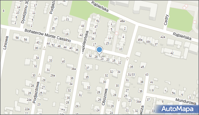 Łódź, Bohaterów Monte Cassino, 26, mapa Łodzi