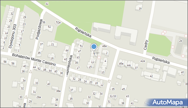 Łódź, Bohaterów Monte Cassino, 5, mapa Łodzi