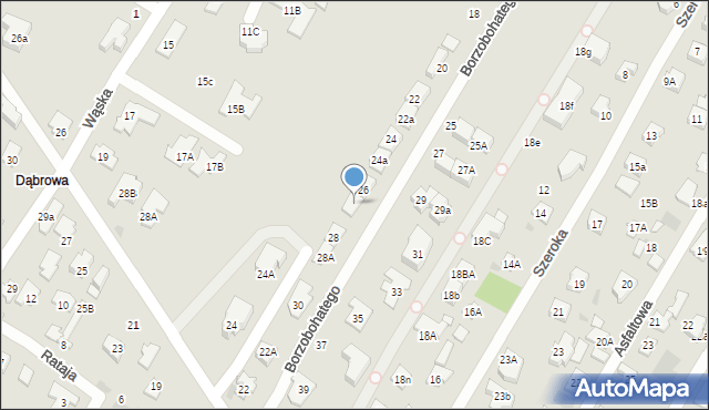 Łomianki, Borzobohatego Wojciecha, gen., 26a, mapa Łomianki