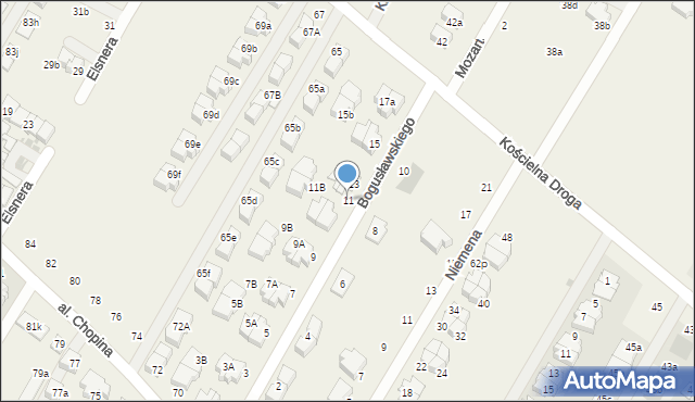 Łomianki Dolne, Bogusławskiego Wojciecha, 11, mapa Łomianki Dolne