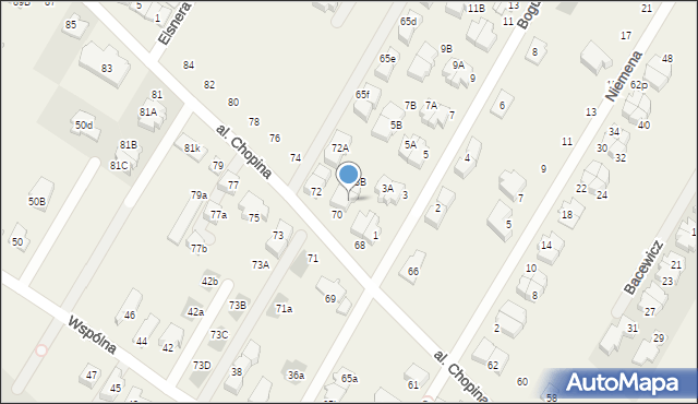 Łomianki Dolne, Bogusławskiego Wojciecha, 1B, mapa Łomianki Dolne