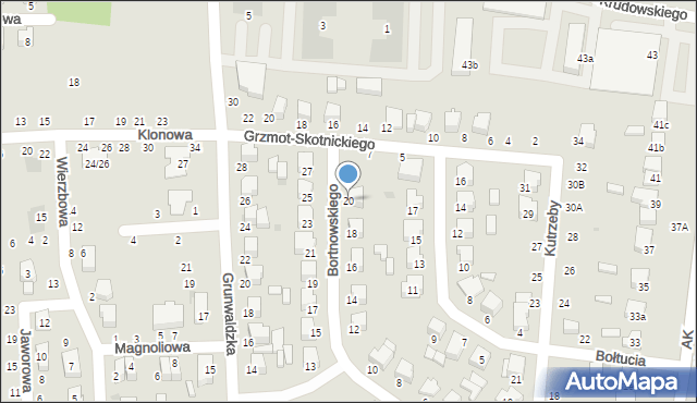 Łowicz, Bortnowskiego Władysława, gen., 20, mapa Łowicza