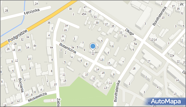 Łowicz, Botaniczna, 11, mapa Łowicza
