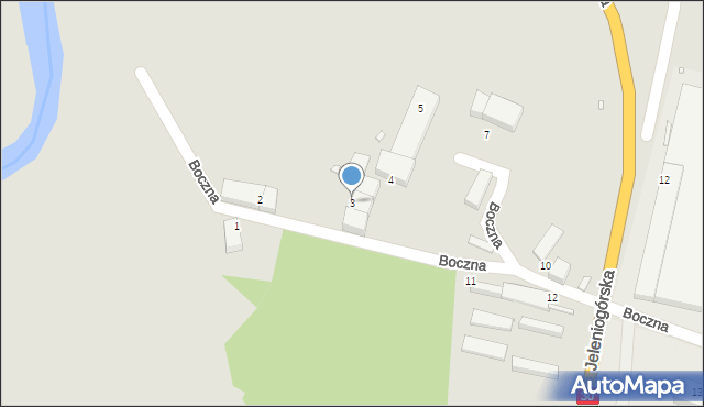 Lubań, Boczna, 3, mapa Lubań