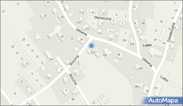 Lubin, Boczna, 1, mapa Lubin